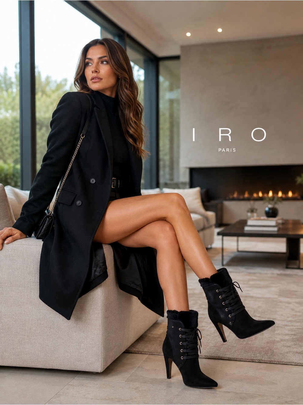 IRO Paris Made in Italy Black Suede Leather Lace Up Ankle Boots EU 37 US 7 Faux